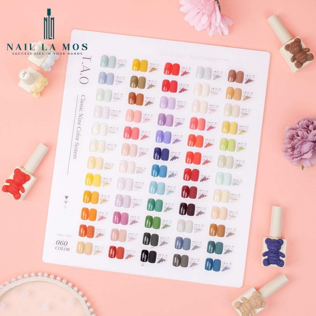 Set sơn gel T.A.O 60 màu chính hãng - Bộ sơn gấu cao cấp tông màu Hàn Quốc tặng kèm bảng màu và cặp base top