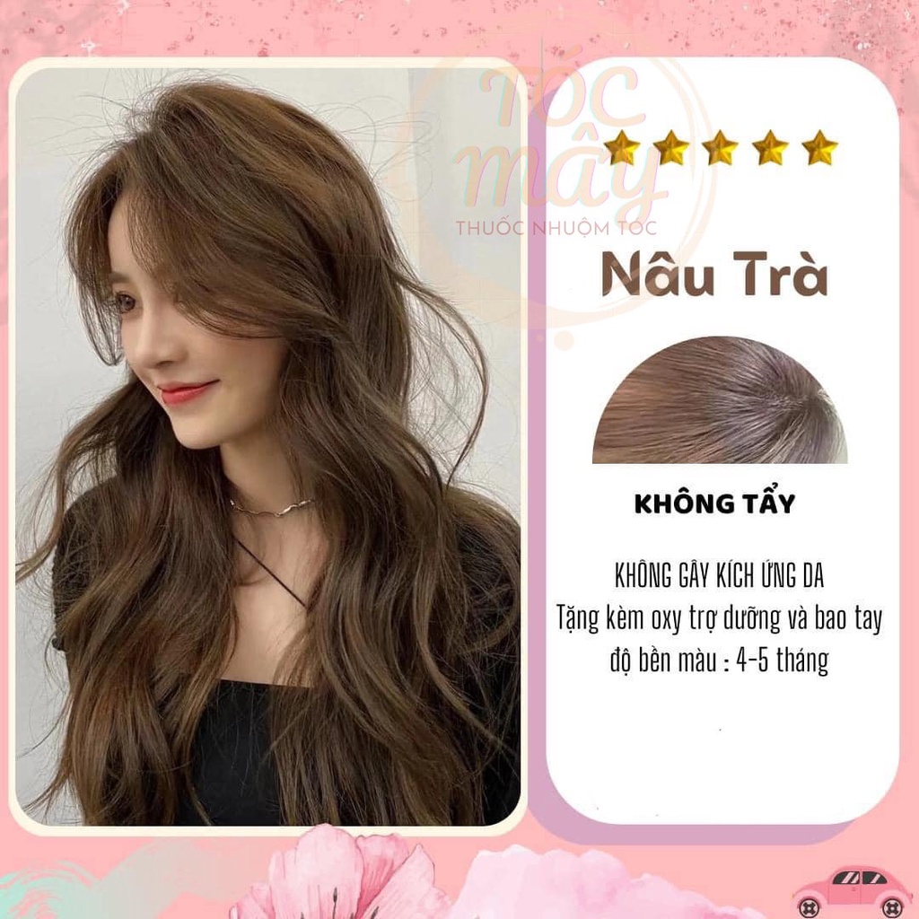 Thuốc nhuộm tóc màu Nâu TRÀ tặng trợ và gắng tay