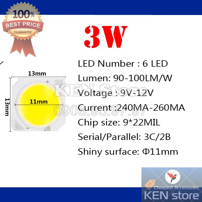 Bóng led 3W 5W 7W 10W vuông 13mm | BigBuy360 - bigbuy360.vn