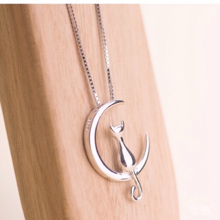 Dây chuyền bạc S925 mèo mặt trăng