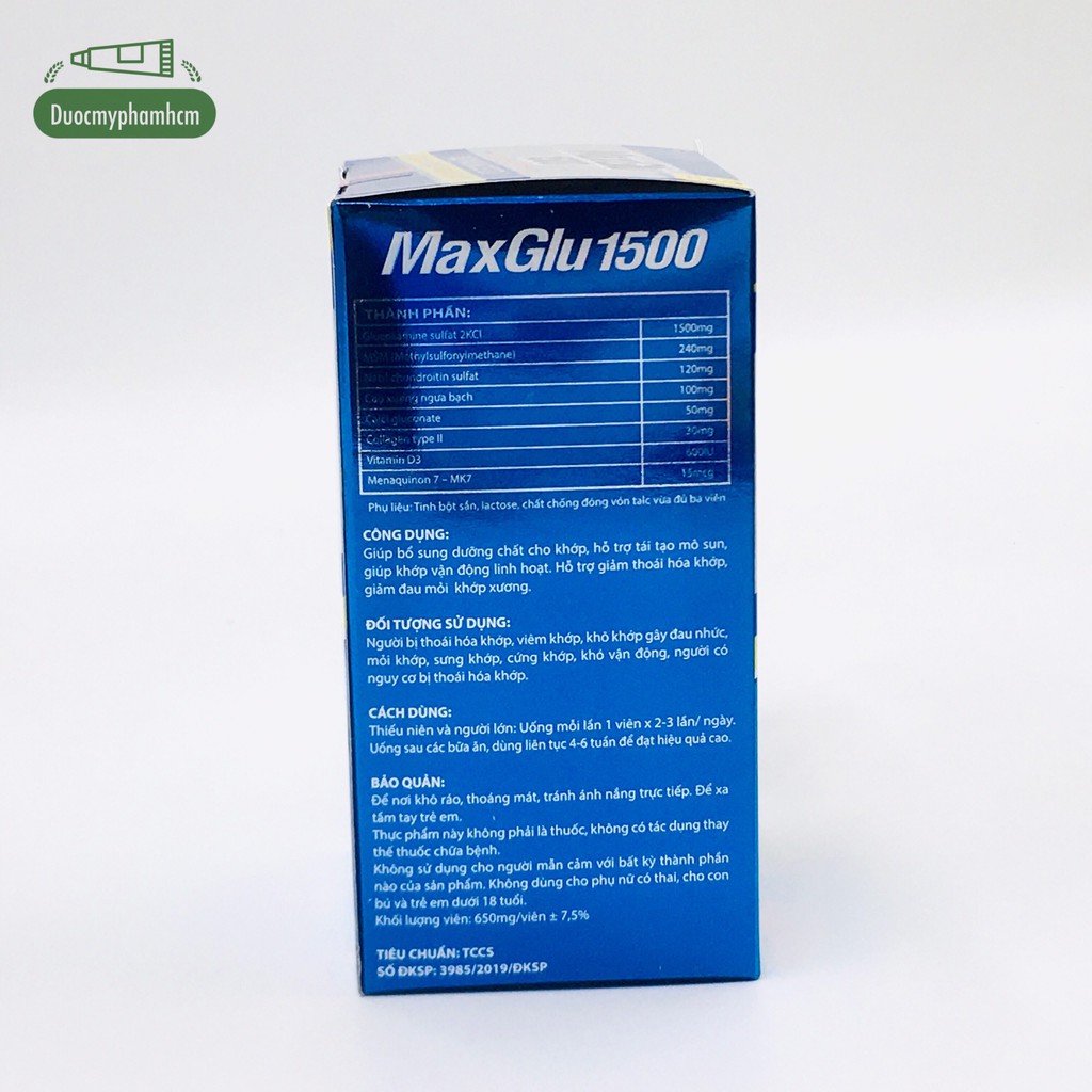Viên Uống Bổ Xương Khớp, Cung Cấp Chất Nhờn Cho Ổ Khớp, Maxglu 1500- Hộp 30 viên