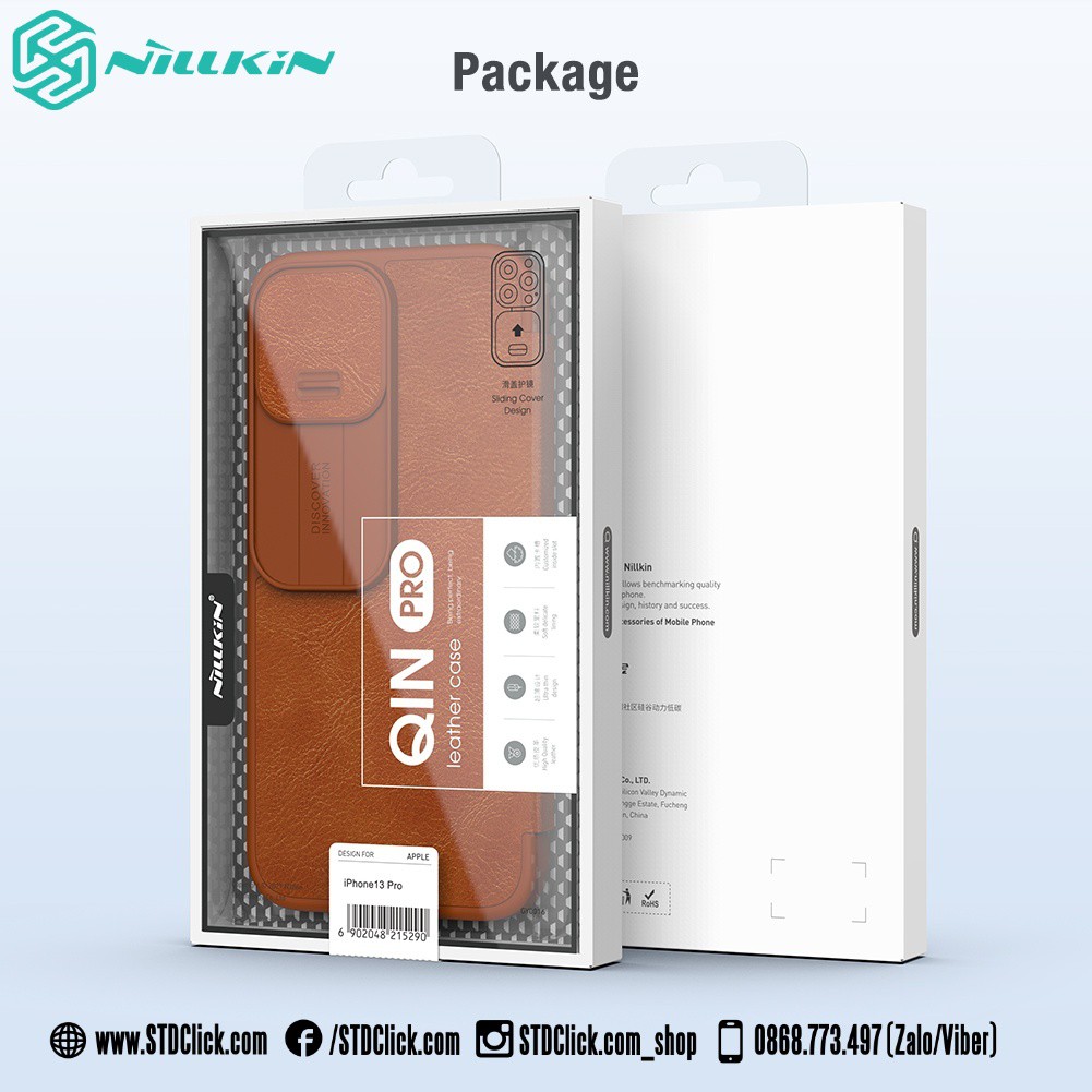 BAO DA IPHONE 13 PRO NILLKIN QIN BẢO VỆ CAMERA CHÍNH HÃNG - HÀNG CHUẨN