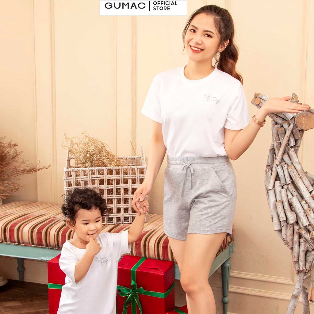 [Mã WABRGU50 giảm 10% đơn 250K] Áo thun nữ thời trang GUMAC thêu chữ mẫu mới ATC01019