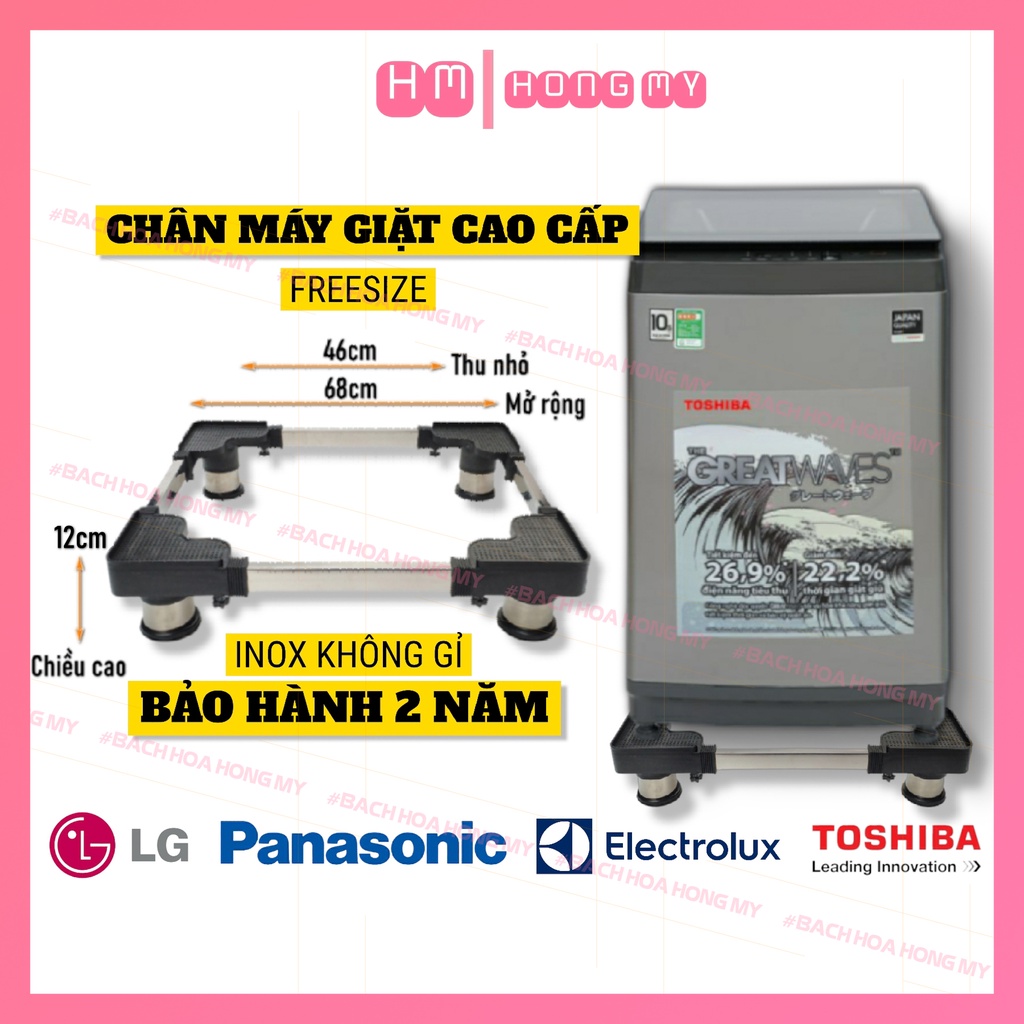 Chân máy giặt tủ lạnh máy rửa bát chống rung trụ inox cửa ngang, cửa đứng - BH 2 năm