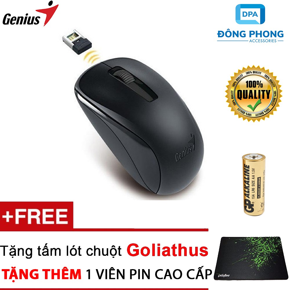 Combo Chuột Không Dây Genius Chính Hãng Tặng Kèm Lót Chuột &amp; Pin