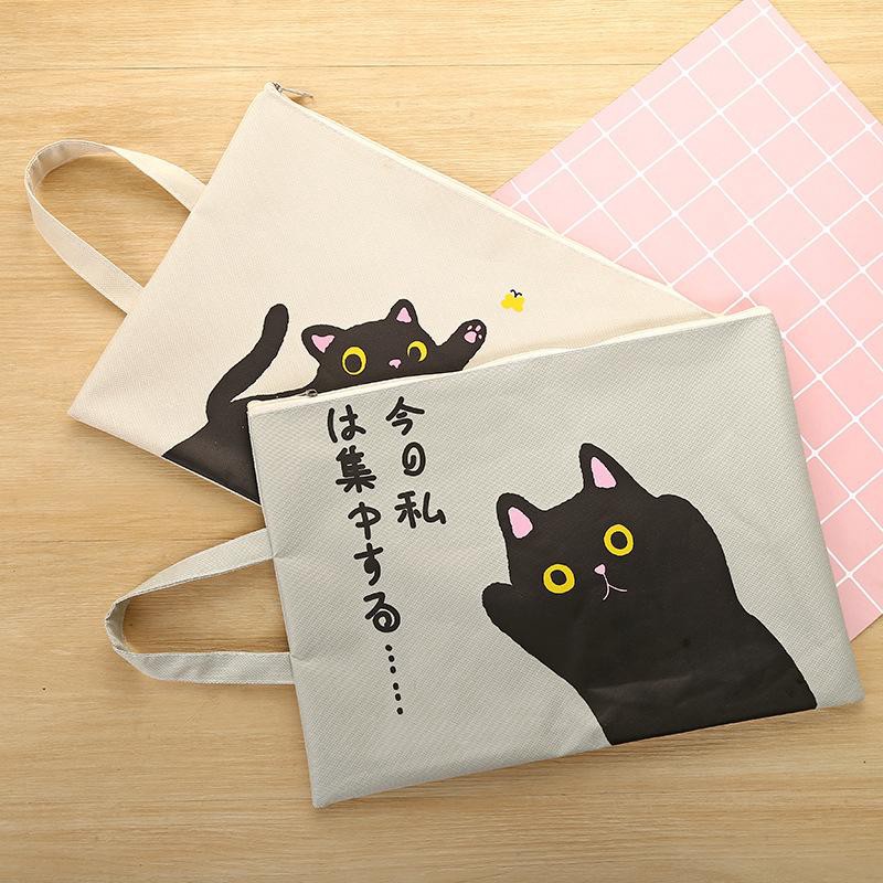 Túi Vải Tote - Túi Đựng Tài Liệu Đeo Vai, Kẹp Nách Hình Mèo Đáng Yêu Cho Bạn Nữ 8595