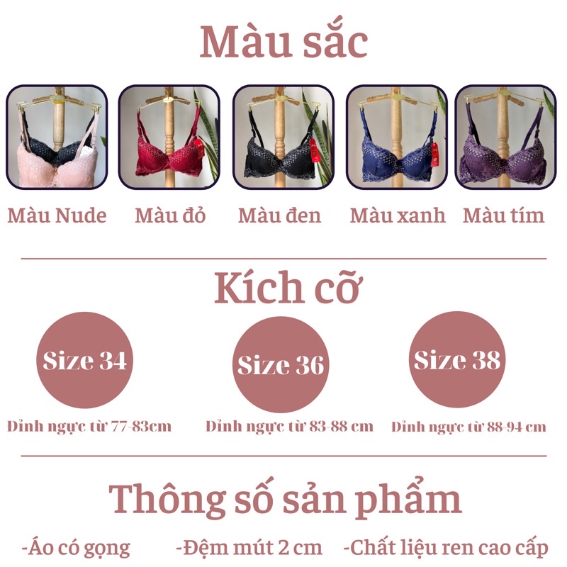 Áo lót ren có gọng nâng ngực chống chảy xệ quyến rũ