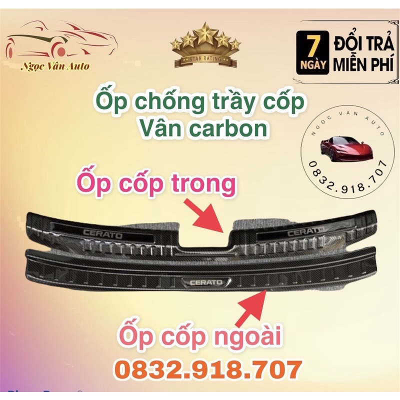 Ốp chống trầy cốp Kia Cerato 2019 - 2021 vân Carbon cao cấp