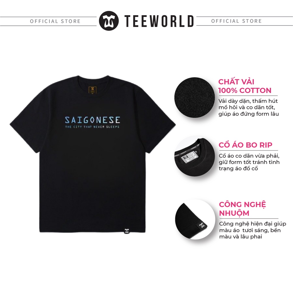 Áo thun Teeworld Saigonese - The City That Never Sleeps T-shirt Nam Nữ Trắng Đen Form Rộng Unisex | BigBuy360 - bigbuy360.vn