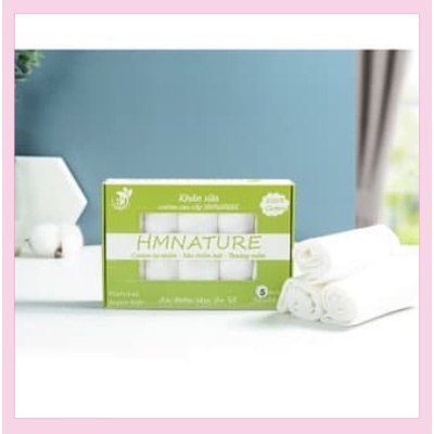 [SALE SOCK] Khăn sữa cotton cao cấp HMNATURE - Hộp 5 chiếc - HÀNG CHÍNH HÃNG