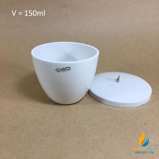 Chén sứ nung phòng thí nghiệm, dung tích 150ml, có nắp thành cao