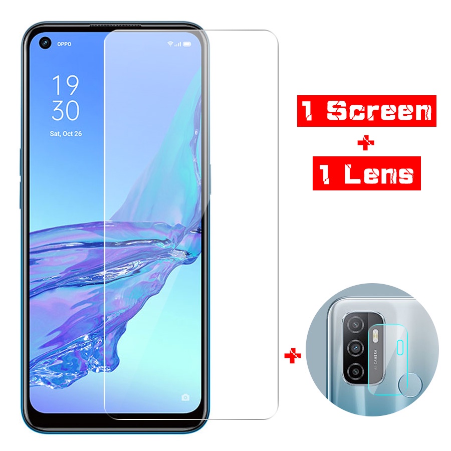 2 trong1 HD Mặt trước và Bảo Vệ Camera Kính Cường lực Bảo Vệ Màn Hình cho OPPO F11 F9 F7 F5 PRO A15 A15S A3S A5S A12 A12E A31 A92 A52 A33 A53 A5 A9 RENO 5 4 3 2F Chống vết dầu Mặt trước Miếng dán màn hình