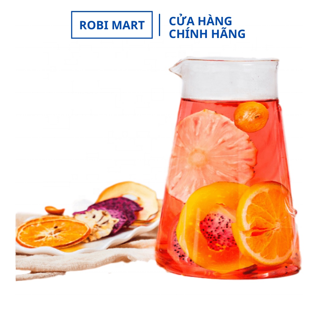 Trà Detox hoa quả sấy lạnh Robimart set 30 gói VIP - Tặng kèm hộp, bình nhựa Pongdang 1 lít, túi vải, mật ong, đường