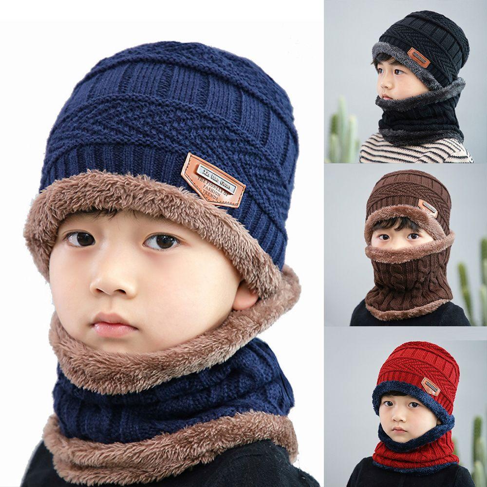 Mũ Beanie Kèm Khăn Choàng Cổ Vải Lông Cừu Mềm Mại Co Giãn Thời Trang Mùa Đông