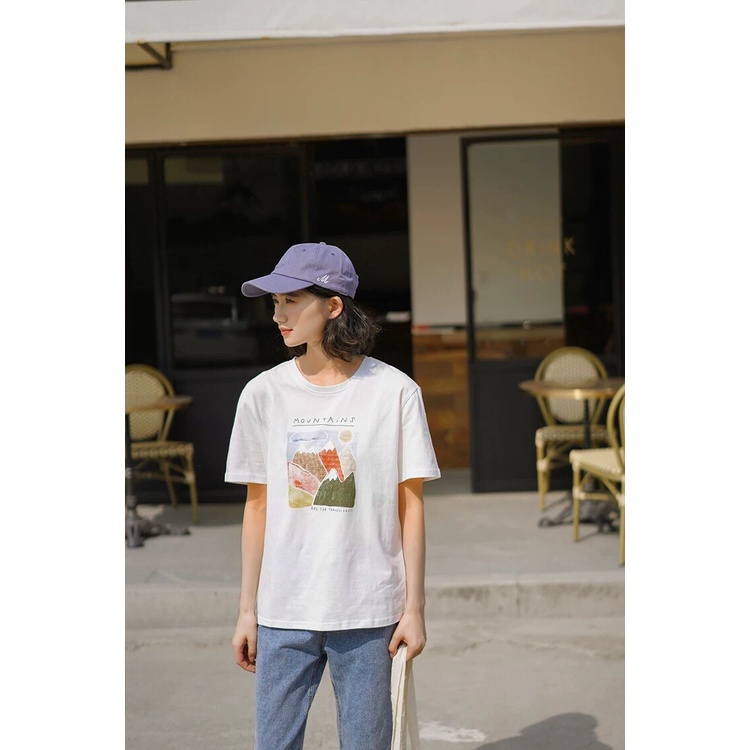 Áo Phông Nữ Hình Mountains Áo Thun Form Rộng chất vải Cotton Thoáng Mát, Mềm Mịn, Thấm Hút Mồ Hôi - Seolafashion