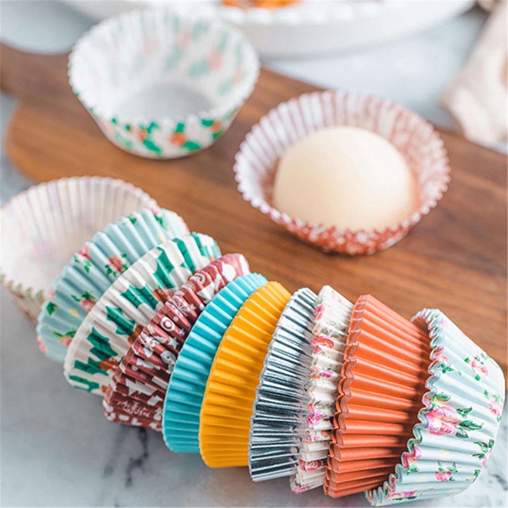 Set 100 Cốc Giấy Dùng Làm Bánh Cupcake In Hình Dễ Thương