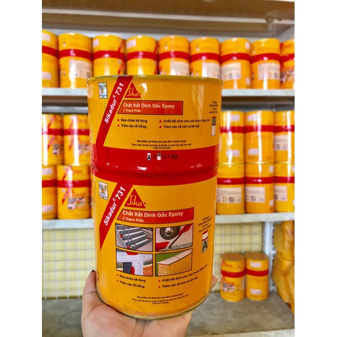 Sika dur 731-bộ 1kg, Keo epoxy 2 thành phần, kết dính bê tông lớp cũ mới, khoan cấy thép.
