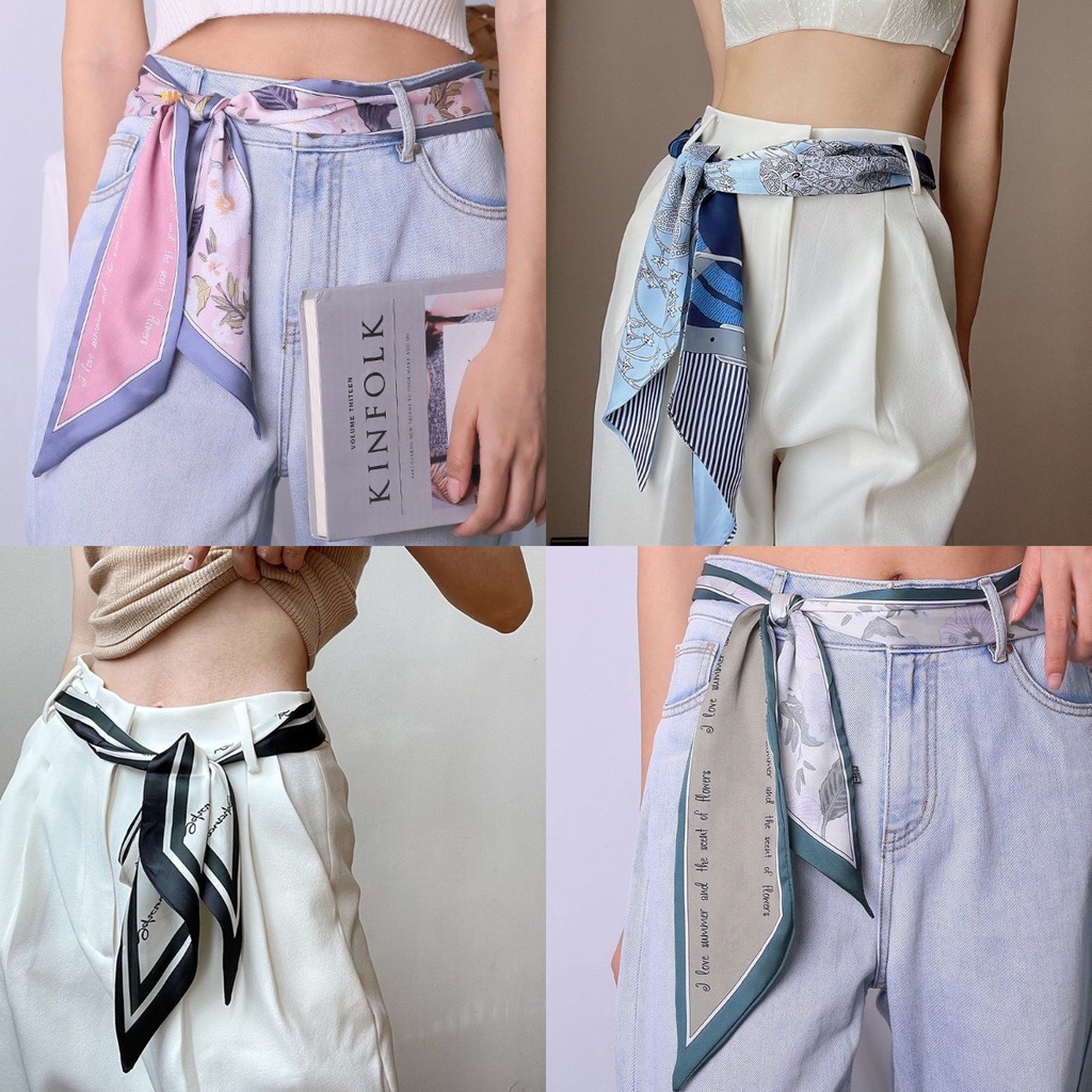 Dây buộc tóc lụa dài phối màu thời trang xuân thu cho nữ