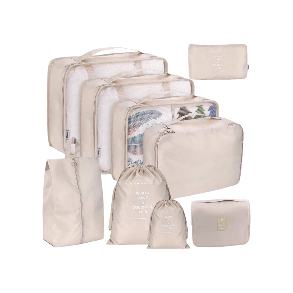 Set 9 Túi Đựng Đồ Dùng Chống Thấm Nước Sức Chứa Lớn Tiện Dụng Mang Theo Du Lịch