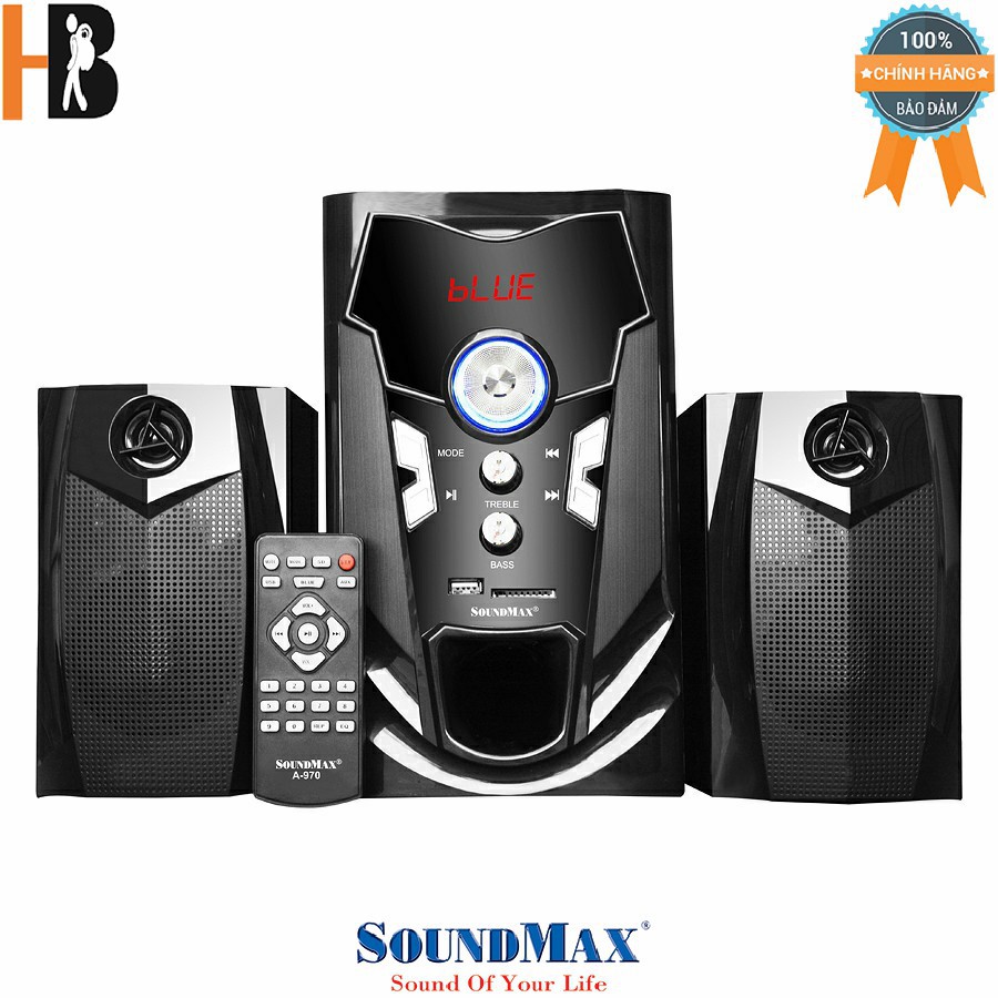 Loa Bluetooth Soundmax A970 2.1 40W RMS Màu Đen Hàng chính hãng Mẫu Mới