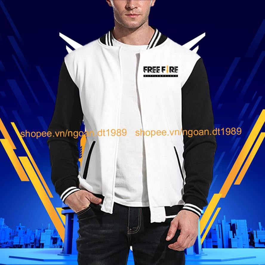 Áo Free Fire - Áo FF - Áo Khoác Free Fire Quỷ Kiếm Màu Trắng Tay Đen