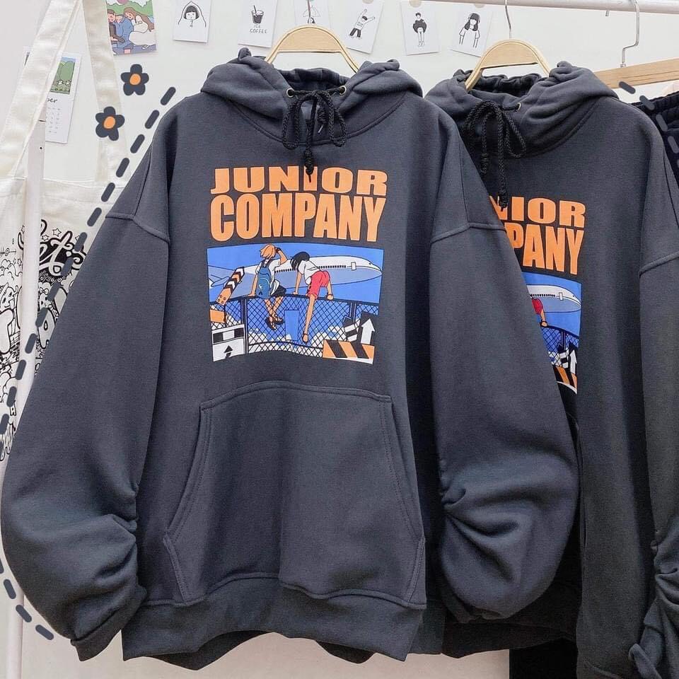 Áo Hoodie Nỉ Bông Ngoại JUNIOR COMPANY Varity Form Rộng Unisex Nam Nữ Ulzzang