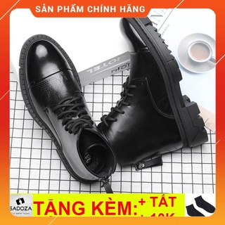 Giày Boot Nam Cổ Cao - FREESHIP - Giày Da Bò Nam Buộc Dây Khóa Kéo Sang Chảnh GNK157 -PL9