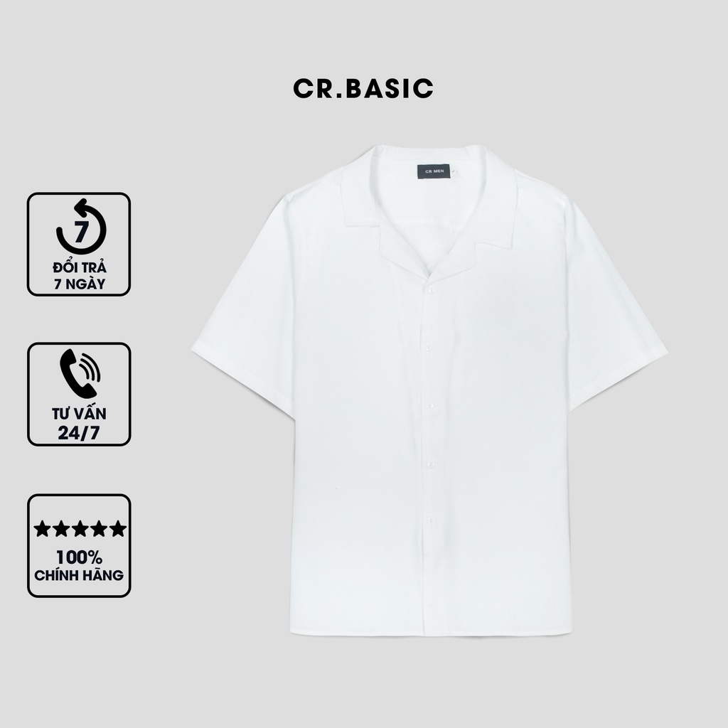 Áo sơ mi tay ngắn nam nữ CR.BASIC form rộng sơ mi trắng trơn ngắn tay unisex cộc tay 618