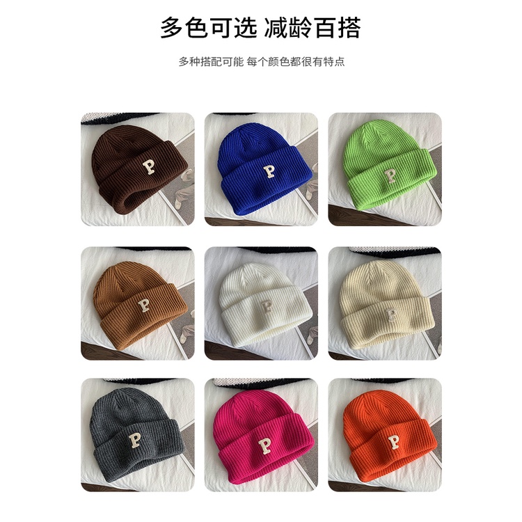 Nón len giữ ấm in chữ phong cách Hàn Quốc thời trang cho nữ