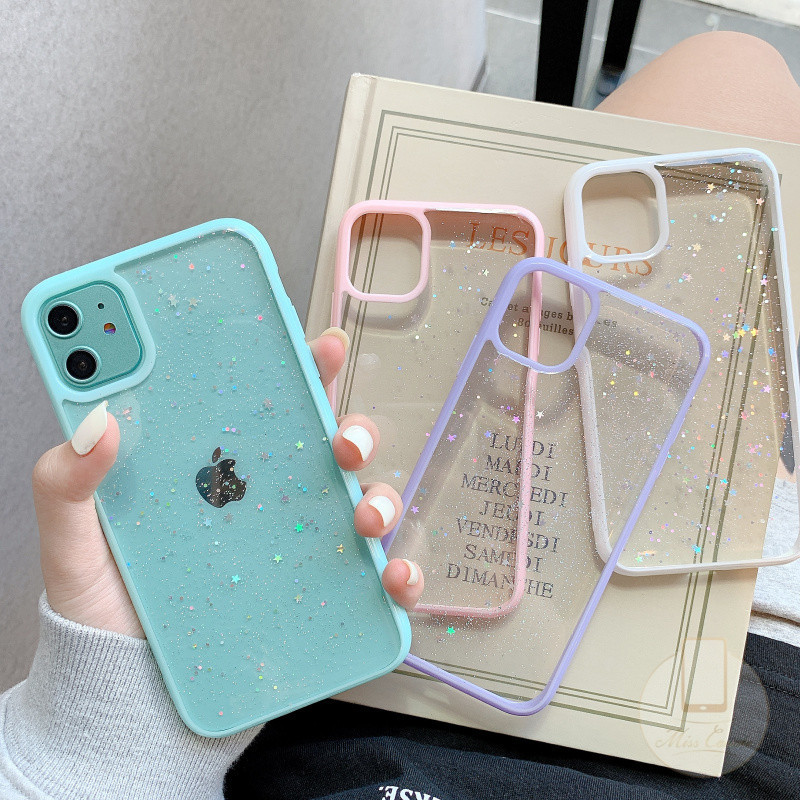 Ốp điện thoại TPU kim tuyến màu Macaron đơn giản cho iPhone 11 8plus 7plus 8 7 11Pro Max X Xs Max XR SE 2020 iPhone 12 pro max