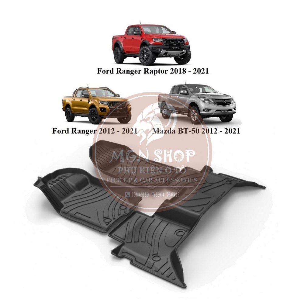 Thảm lót sàn [Ford Ranger 2012 - 2021] [Mazda BT-50 2013 - 2021] [Ford Ranger Raptor 2018 - 2021] cao su TPE