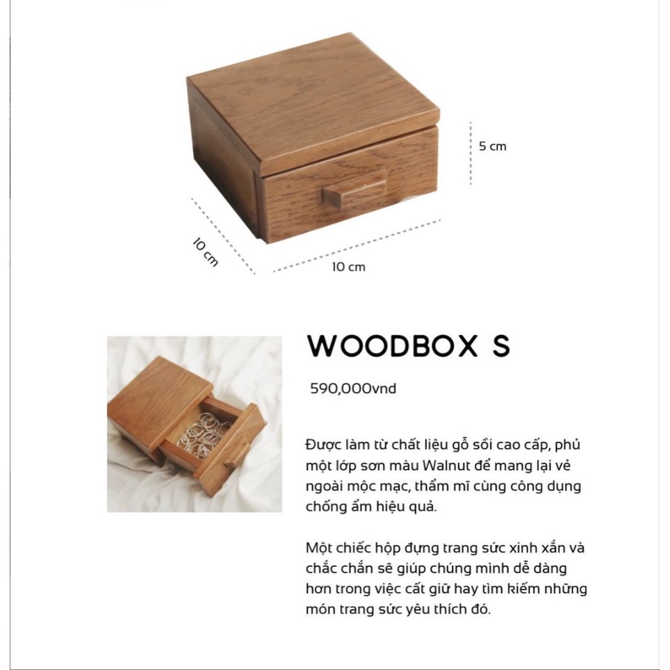 Hộp gỗ sồi đựng trang sức Wood box S - Shimmer Silver