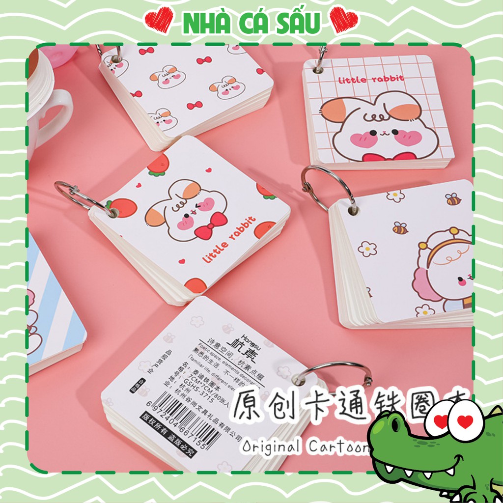 Flashcard Học Từ Vựng Ngọai Ngữ Trung Nhật Anh Hàn Dễ Thương Nhà Cá Sấu