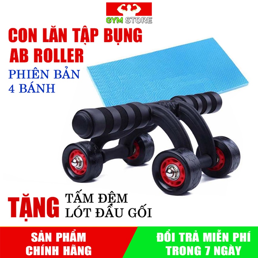 CON LĂN TẬP BỤNG 4 BÁNH CAO CẤP AB ROLLER, HỖ TRỢ TẬP LUYỆN CHO VÒNG EO 6 MÚI