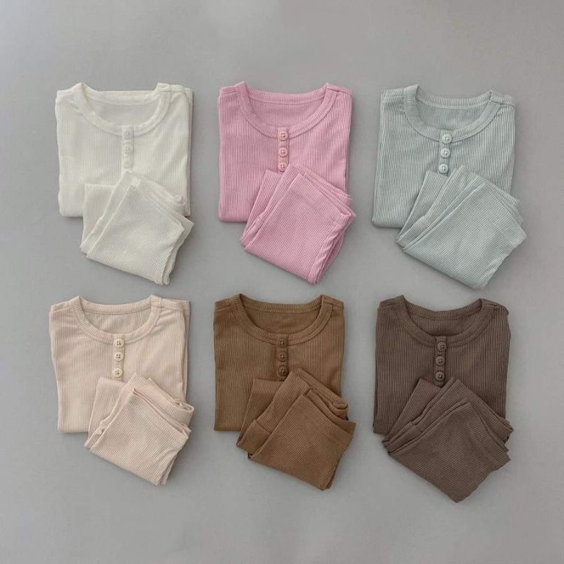Bộ dài thun gân style Hàn Quốc cho bé trai, bé gái
