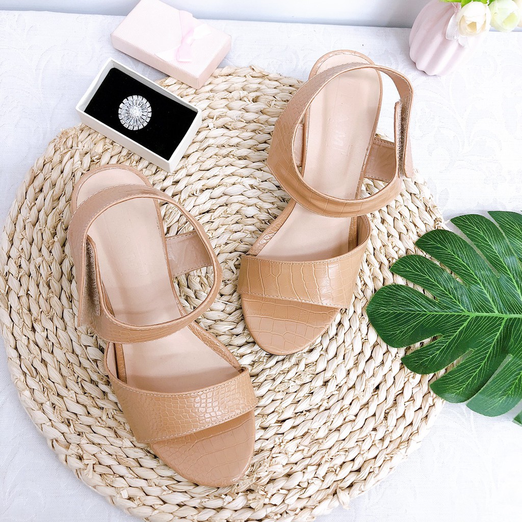Cao Gót 7P Hở Mũi Quai Dán PAMSHOES CGV61 (Size 35-39)