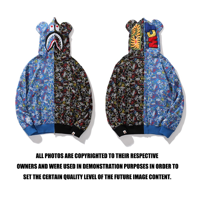Bape Áo Khoác Có Nón Chất Liệu Cotton In Họa Tiết Cá Tính