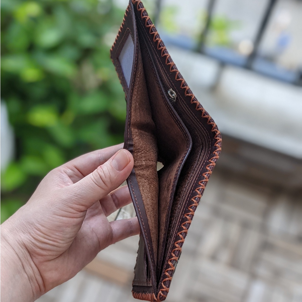 Ví Da Bò Nam Khâu Viền Nguyên Miếng 100% Cao Cấp (BH 24 THÁNG)