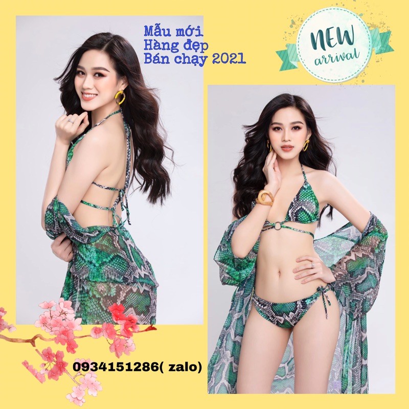 [ HÀNG CAO CẤP+ KÈM KHOÁC] Bikini hai mảnh hoạ tiết sang chảnh kèm khoác dài