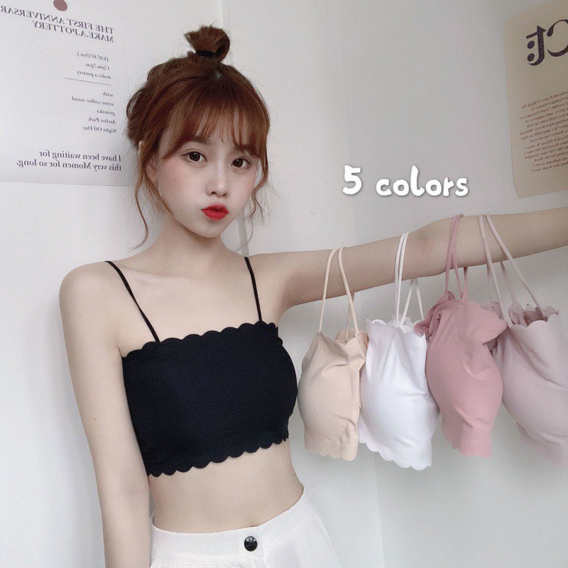 Áo Bra Đúc Su Tăm Viền Sóng 2 Dây Mềm Mát Có Mút Ngực Hot Trend ms A222