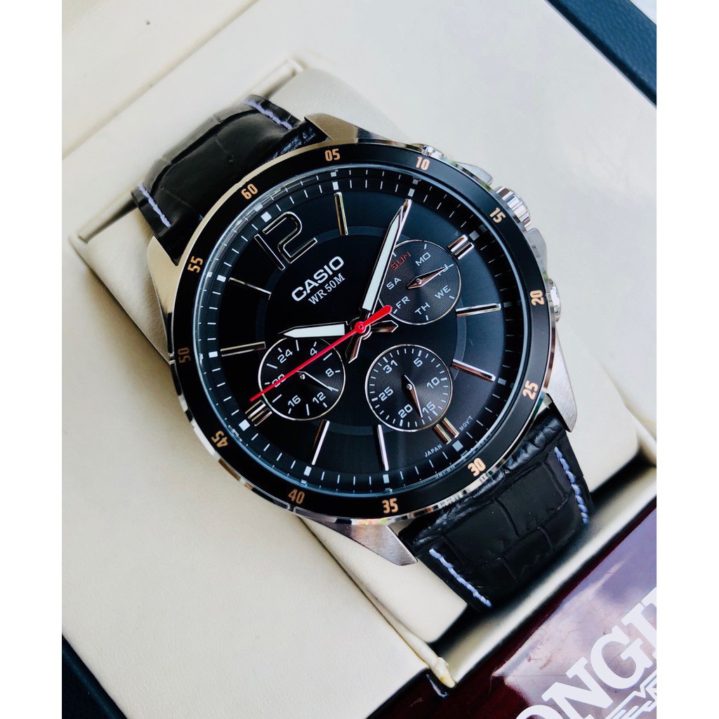 Đồng hồ nam Casio Standard thể thao, điện tử giá rẻ - Dây da, chống nước 5ATM (MTP-1374L-1AVDF)