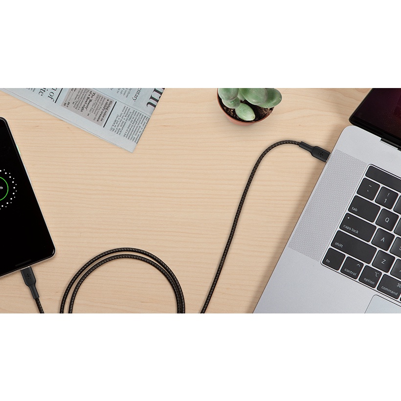 Cáp BELKIN C-C Boost Charge 2 đầu Type-C Dây Dù 100cm Chống Gãy ZIN