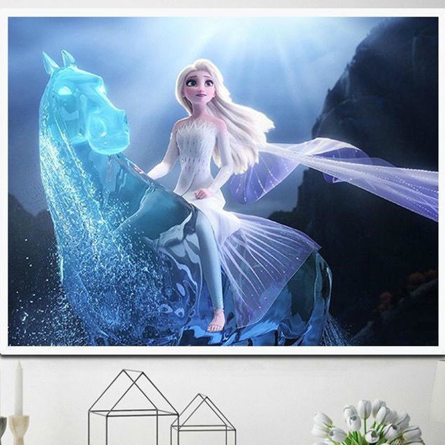 Tranh Thêu Chữ Thập Đính Đá Tự Làm Hình Công Chúa Elsa Trong Phim Frozen