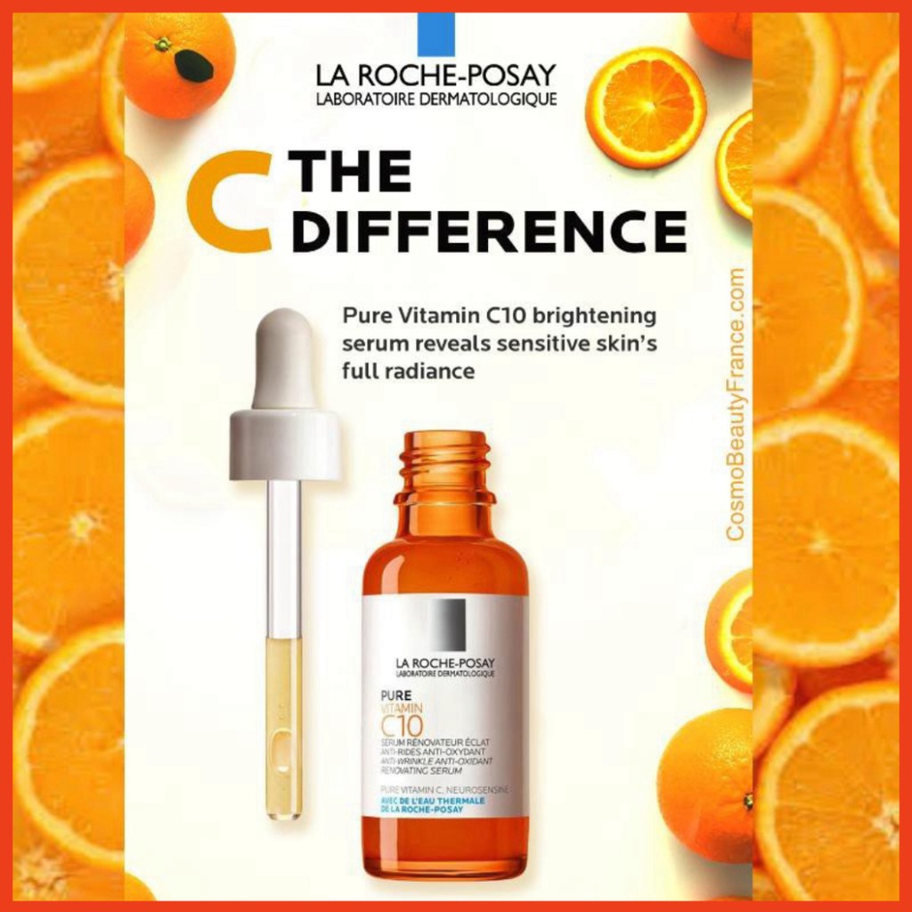 [CHÍNH HÃNG] Dưỡng chất cải thiện và làm sáng da La Roche Posay Pure Vitamin C10 Serum 30ml tặng mặt nạ sáng da Dermator