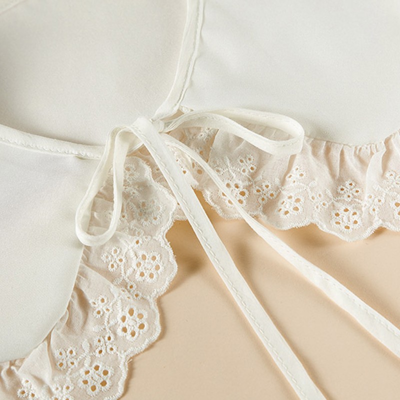 Cổ áo búp bê giả viền bèo ren hoa đục lỗ trang trí phong cách nữ sinh Nhật Bản