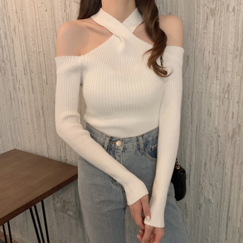 Áo dệt kim trễ vai phong cách thời trang Hàn Quốc dành cho nữ