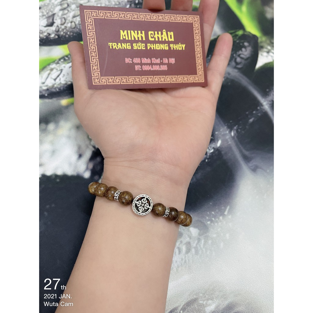 Vòng Tay Trầm Hương Mix charm PHÁP LUÂN bạc Thái 📌FREESHIP📌Vòng tay Tràm Hương gỗ thơm 6mm 8mm-10mm phong thủy MINH CHÂU