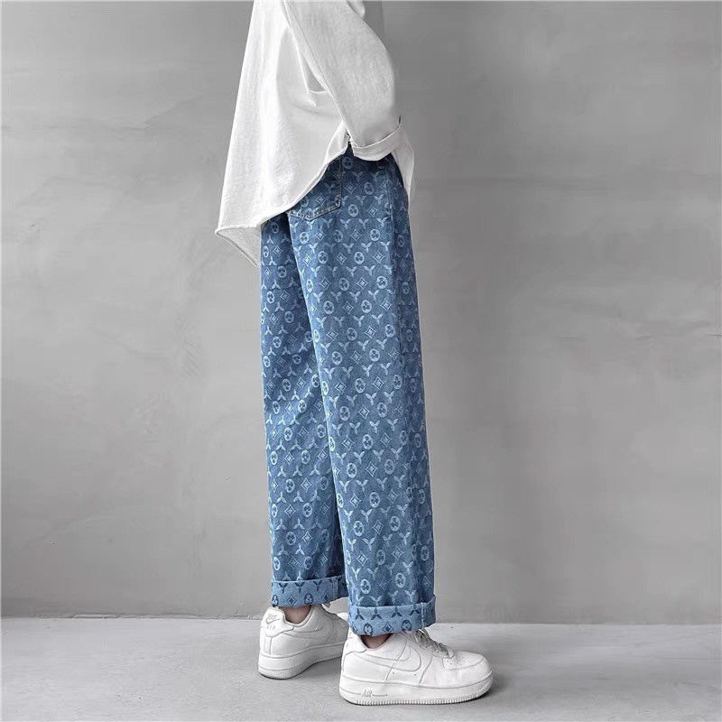 {SIÊU HOT}Quần Jeans LV Ống Đứng In Họa Tiết Phong Cách Hàn Quốc Size XS-2Xl Cho Nam Quần Bò lv Quần lv Ống Rộng | BigBuy360 - bigbuy360.vn