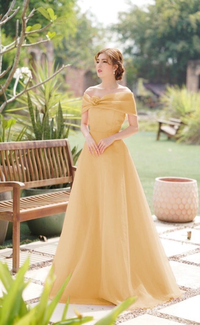 KÈM ẢNH/VIDEO THẬT - Đầm Maxi xoè bẹt vai kết hoa nổi SANG TRỌNG -MS30Y- Size M/L đến 57kg | BigBuy360 - bigbuy360.vn