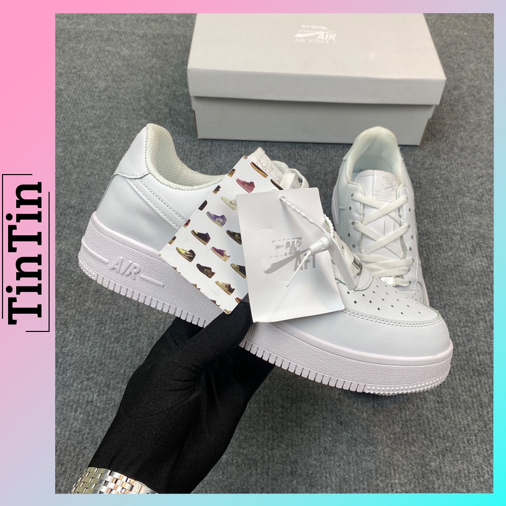 Giày Nike Air Force 1 Full Trắng, Nike af1 Hot Trend Đế Cao 3cm Dành Cho Nam Nữ